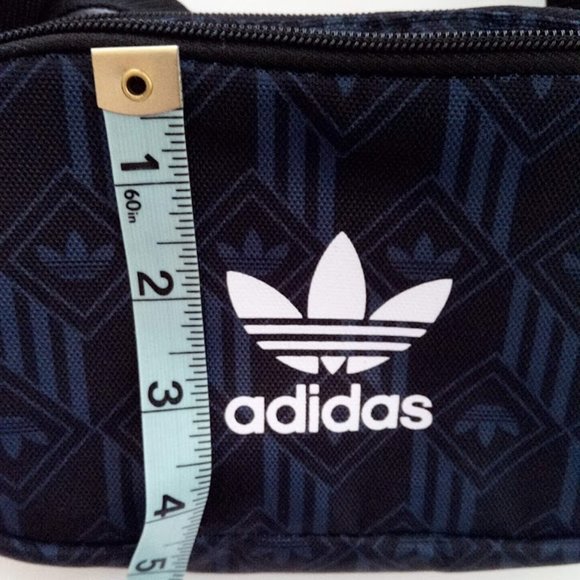 New Adidas Blue Black Monogram Graphic Adjustable Waist Bag Pouch Belt Bag - Picture 8 of 16